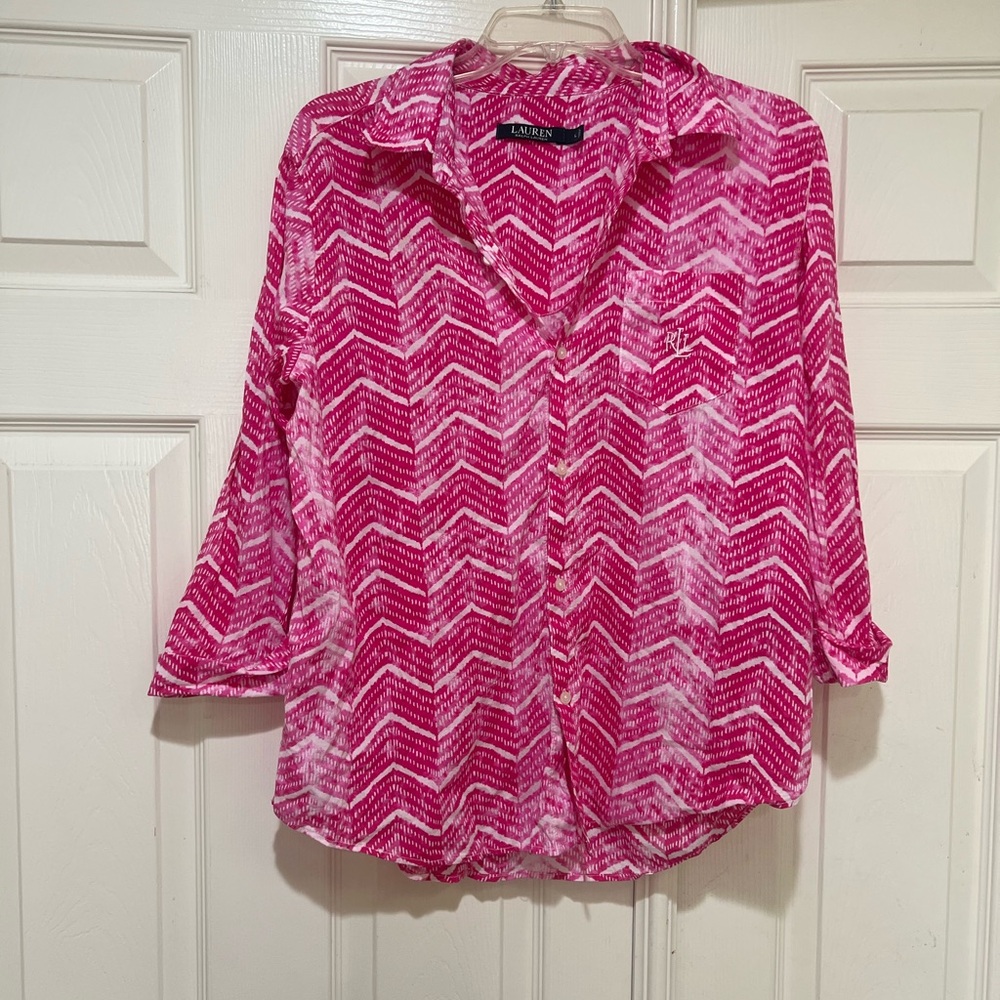 Lauren Ralph‎ Lauren Tunic Women Large Pink Tie Dye Barbie Core Sleepwear Beach